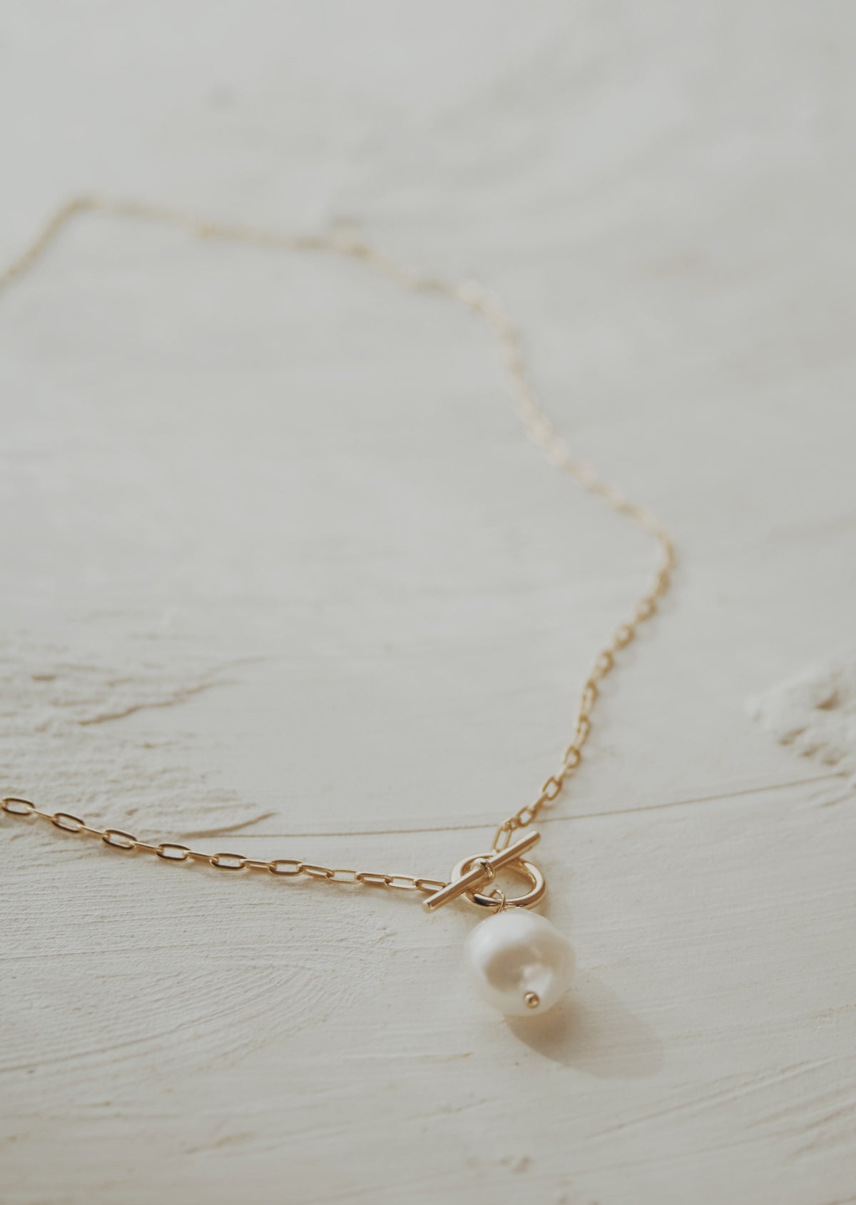 Mattie Pearl & Paperclip Necklace- Vermeil