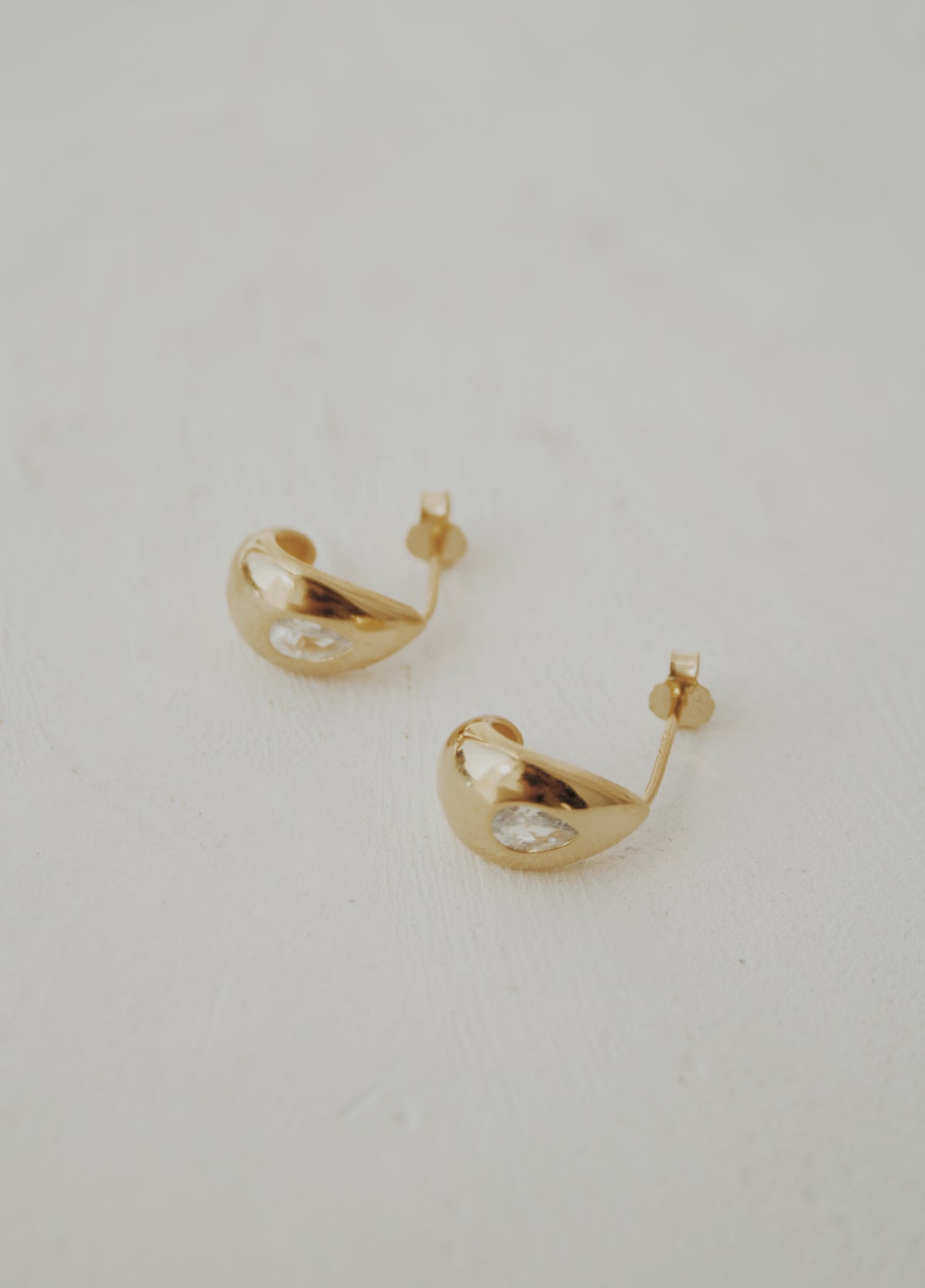 Eliza Pear Half Hoop Stud Earrings