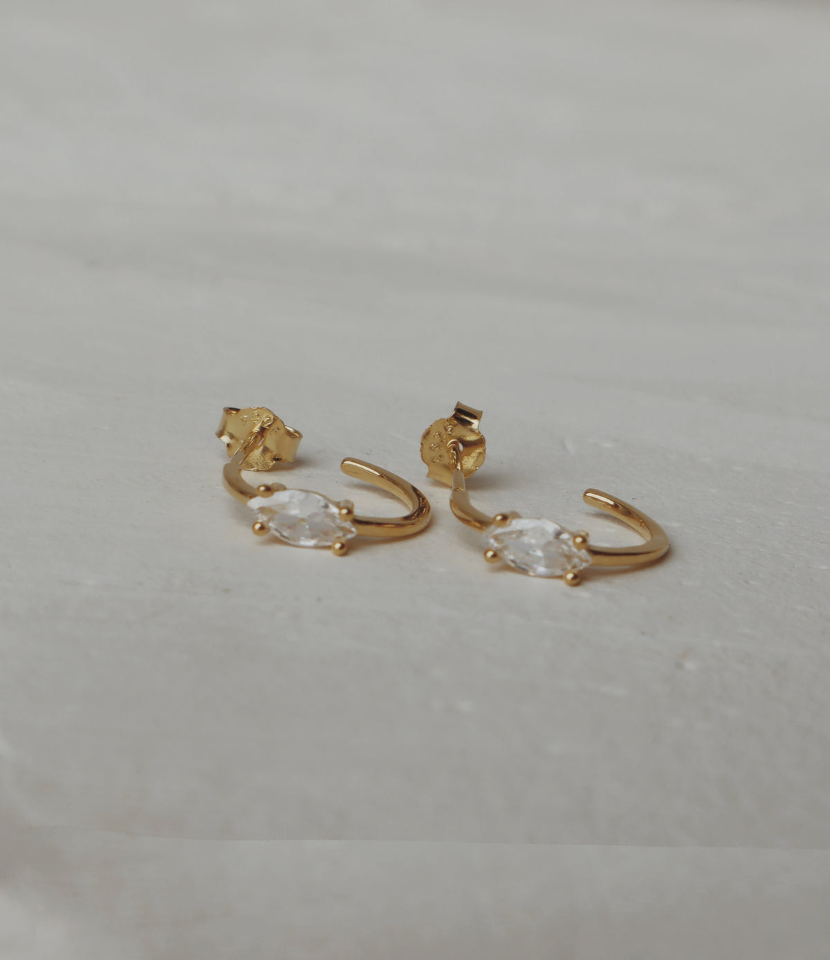 Marquise-Cut Half Hoop Stud Earrings