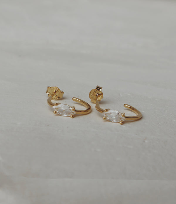 Marquise-Cut Half Hoop Stud Earrings