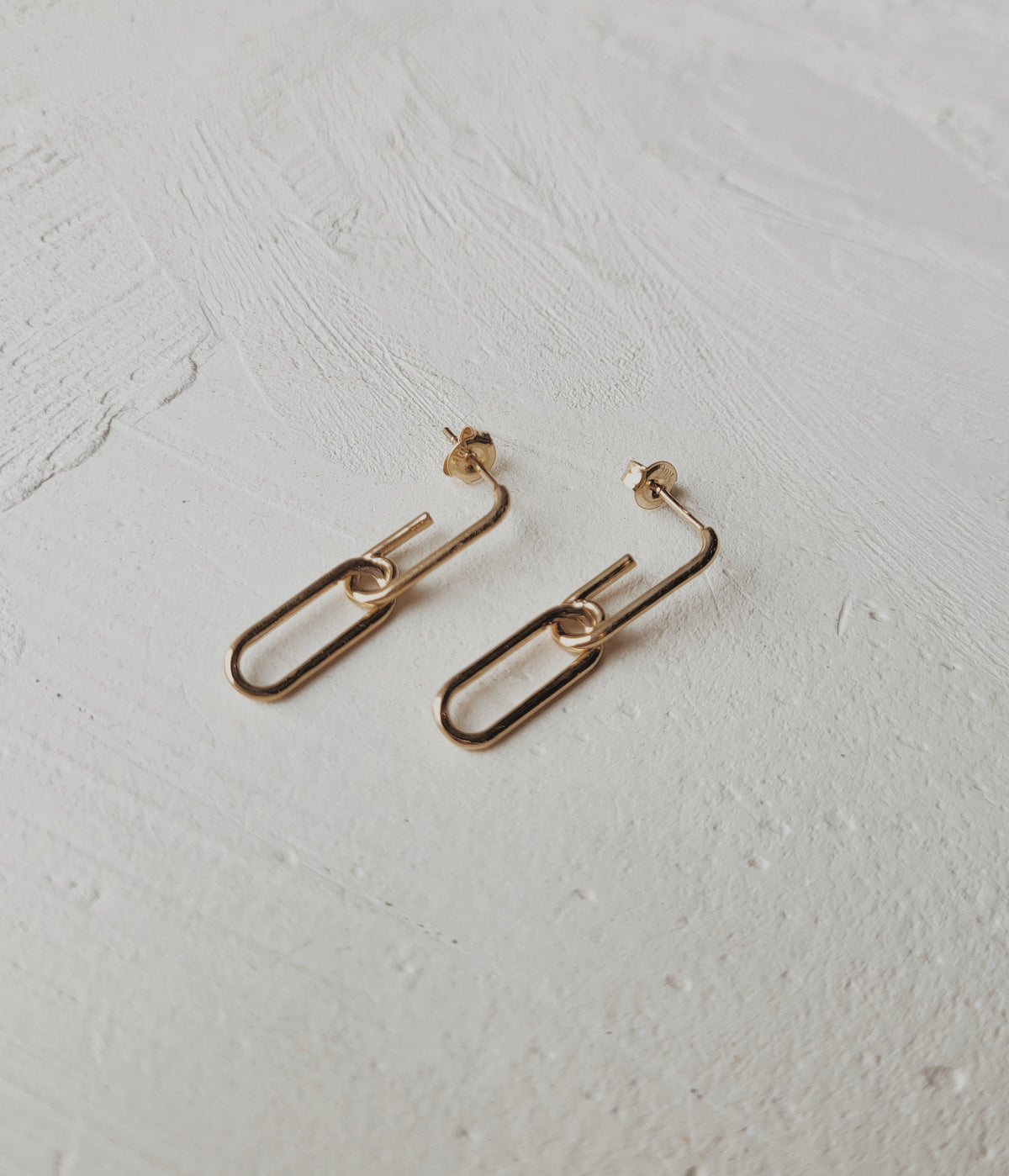 10k Dangling Paperclip Stud Earrings