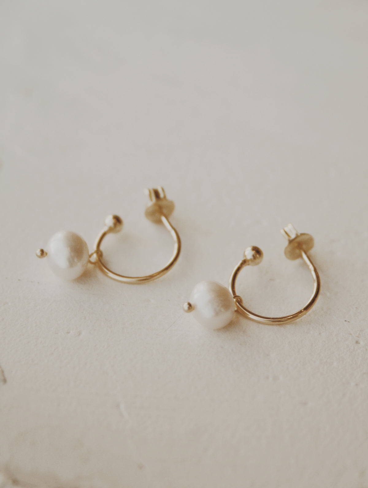 Obery Pearl Hoop Earrings- Vermeil & Silver