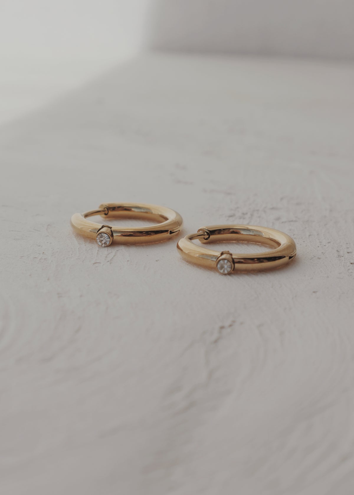 Mae Diamond Dot Huggie Hoops