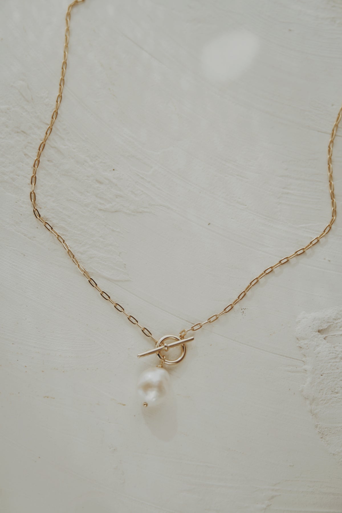 Mattie Pearl & Paperclip Necklace- Vermeil